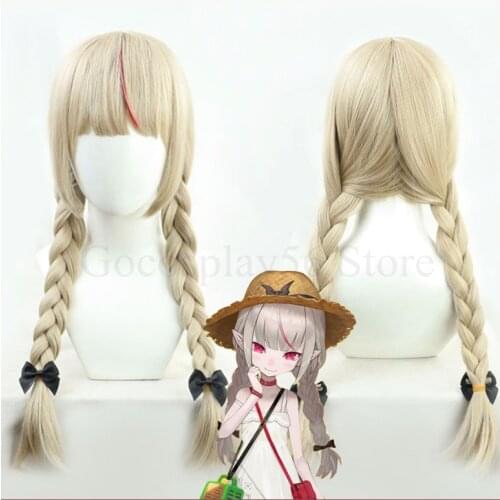 VTuber Makaino Ririmu Wig Summer Braided Ponytails Youtuber Gamers Girls Gamers Ririmu Kissme Lovelyheart-Lolitania Cosplay Hair