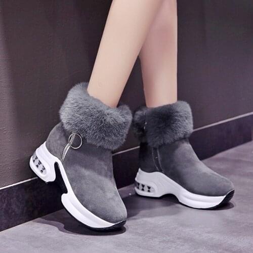 Women Ankle Boot Warm Plush Winter Shoes For Woman Wedges Boots High Heels Ladies Boot Women Leather Snow Boots Winter Shoes