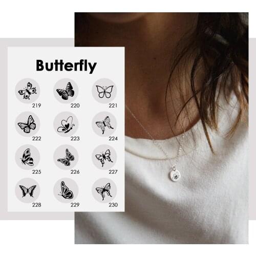 Visunion Animals Engraving Pattern Necklace for Women 9MM 316L Stainless Steel Necklace Custom Butterfly Pendant Jewelry