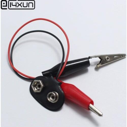 1pcs 9V battery button to alligator clips / 9V battery measurement test leads / battery button cable 15cm