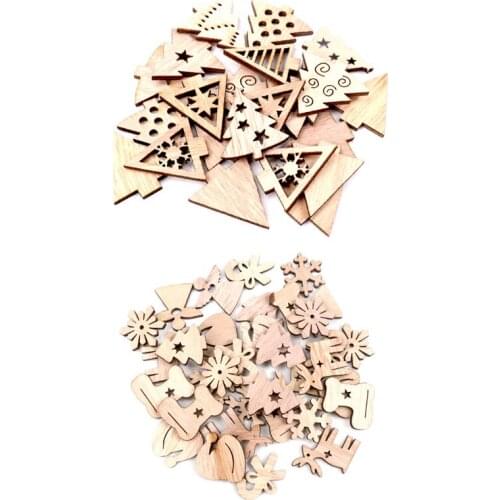 40Pcs Wooden Christmas Tree Hanging Ornament Scrapbooking Craft For Embellishments Handmade DIY Handicraft Home Decoration 30mm