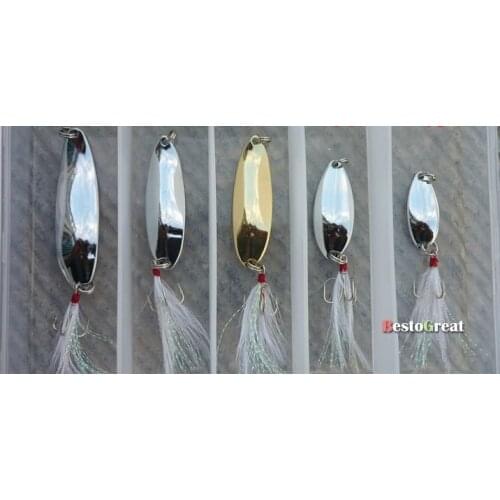 5PCS Fishing Spoon Lure Treble Hook Spinner baits 5g~12g