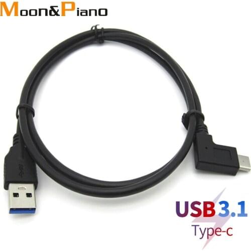 5V2A Type c Data Cables Fast Charging USB 3.0 Type-c 90 Degree Elbow Cable 1m Black Wire For Mobile Phone Laptop