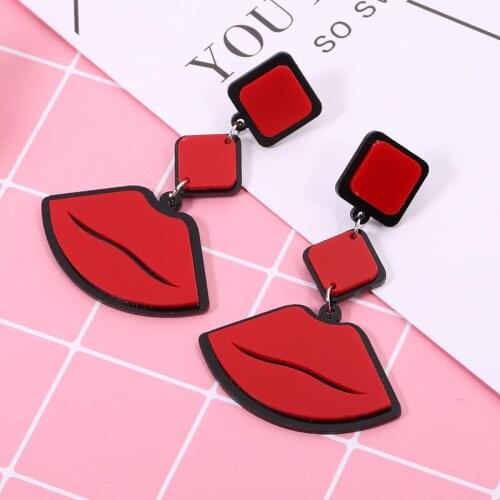 6 pairs / lot fashion jewelry red lip mouth earrings for women