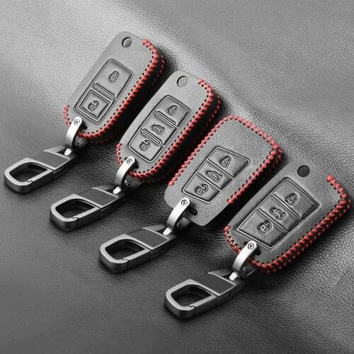 Auto Leather Key Case Remote Fob Cover For VW Polo Bora POLO Tiguan Passat Golf GTI For Skoda Fabia Octavia For Seat Leon Toledo