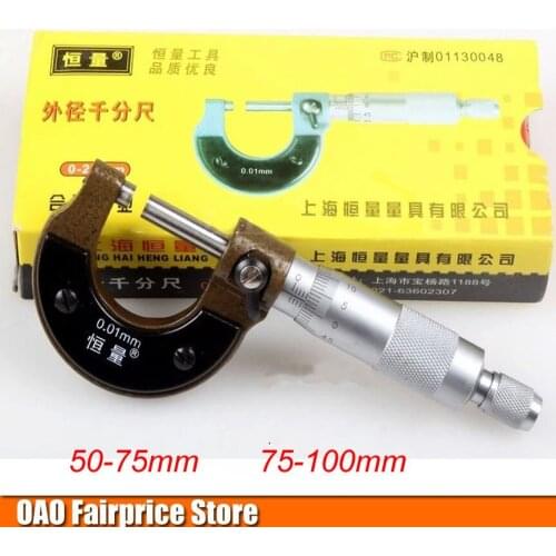 Free shipping,Industrial micrometer diameter,Industrial grade,outside micrometer,very durable, measuring range:50-75mm /75-100mm