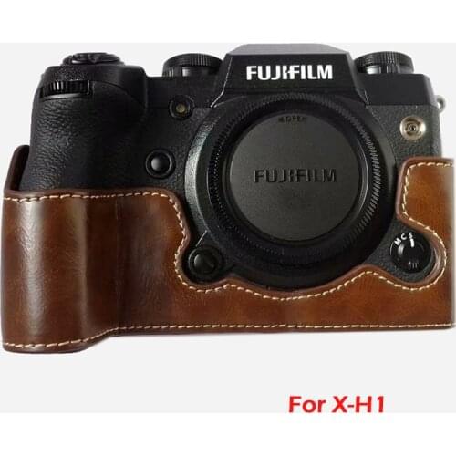 PU leather case For FUJI XH1 XT4 X-H1 X T4 camera bag Half Body bottom cover protective shell With Battery Opening