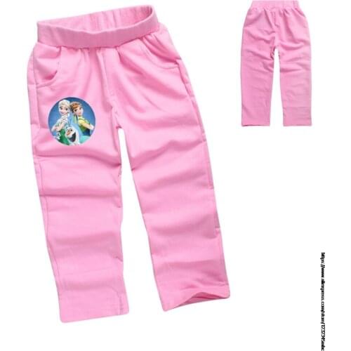 Disney Frozen Elsa Spring Kids Girl Solid For Girls Fashion Cartoon Girls Pants Autumn Casual Girls Clothes 2 -14 Year