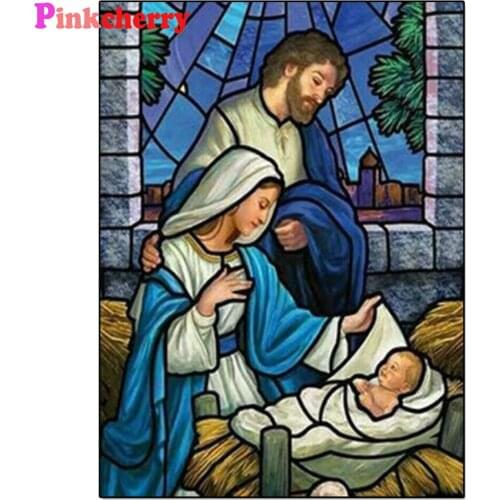 Diy Diamond Painting Nativity Day Cross Stitch Diamond Embroidery Religious Of Rhinestones Christmas Church Banner Decor