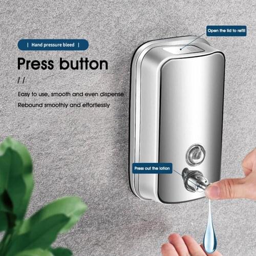 500/1000ML Stainless Steel Soap Pump Wall Mounted Shampoo Box Liquid Dispenser KItchen Bathroom Soap Dispenser Hareware Sets