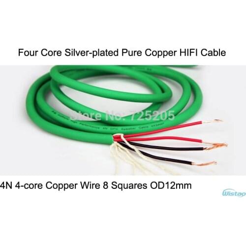 HIFI Cable for Speaker Cabinets Four Core Silver-plated Pure-Copper 4N 4-Core Red Copper Wire 8 Squares OD12mm DIY Free Shipping