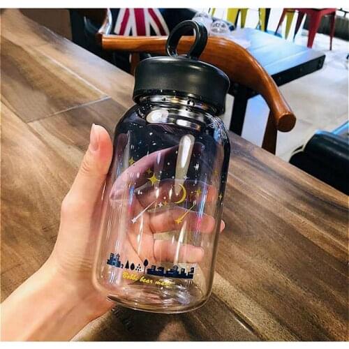 Creative Glass Water Drink Bottle Gradient Sport Bottles Portable Leak Proof With Tea Filter Drinking Cup Mugs Botella De Agua