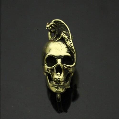 1PC Brass Lizard Skull Paracord Knife Beads Paracord Survival Bracelet Lanyard Pendant Key Chain Key Ring DIY Pendant Tool