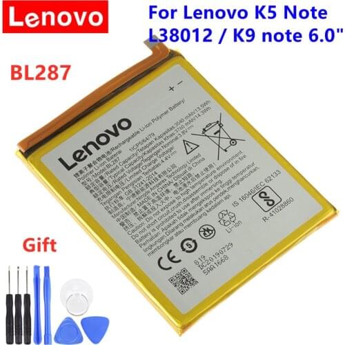 Lenovo Original Battery BL287 For Lenovo K5 Note L38012 / K9 note 6.0 inch BL287 Battery Mobile Phone + Gift Tools