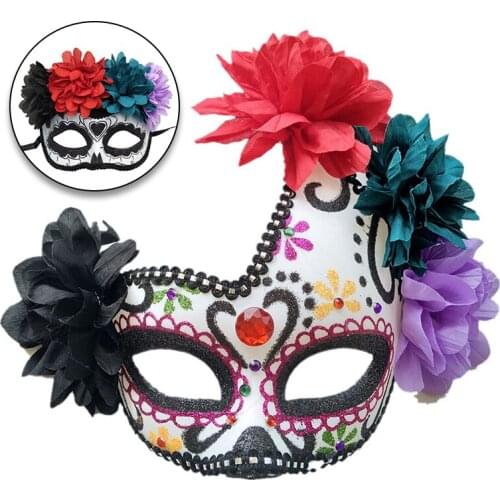 Masquerade Mask Halloween Flower Ghost Mask For Dead Halloween Cosplay Anime Show Carnival Party Half Face Mask Prop Accessories