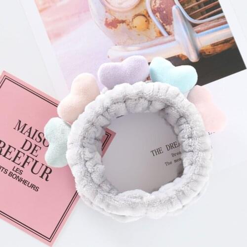 Cute Candy Color Heart Pendant Coral Fleece Headbands For Women Girls 2021New Arrival Top Soft Wash Face Home Elastic Hair Bands