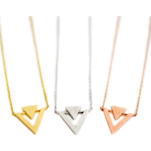 Fashion triangle necklaces Triangle insert geometric pendant necklaces Personality of superposition triangle necklaces for women
