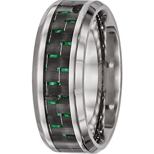 7mm Pure Titanium Ring Men Wedding Band Male Female Blue & Green Carbon Fiber Inlay anillos Size 7 7.5 9 9.5 12.5 TI049R
