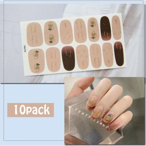 10sheets Nail Art Wraps DA Series Stickers Set Colorful Adhesive Nail Tips Manicure Finger Makeup DIY Nail Art Decorations