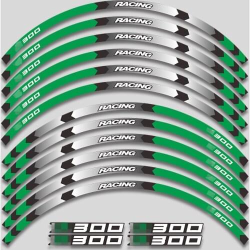 Motorcycle front and rear wheels Edge Outer Rim Sticker Reflective Stripe Wheel Decals FIT For Kawasaki Z300 Z 300 z300