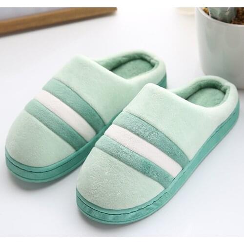 New Mixed Color Striped Winter Slippers Women Warming Cotton Home Shoes Anti-skidlovely Plush Bedroom Slippers Pantuflas Mujer