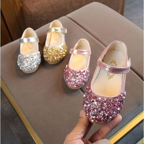 New Spring Children Princess Shoes Girls Sequins Girls Wedding Party Kids Dress Shoes for Girls School Sandals EU Size 21-30