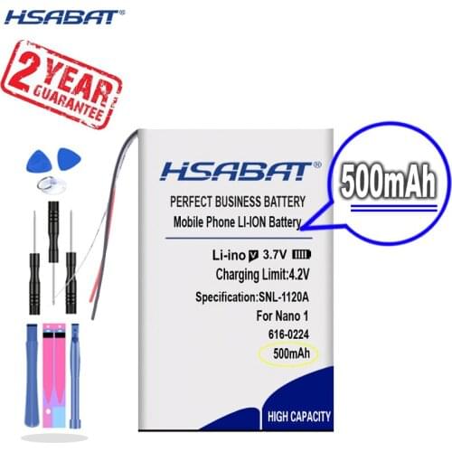 New Arrival [ HSABAT ] 500mAh 616-0223 616-0224 Battery for iPod Nano1 Nano 1st Generation 1 Gen Nano 1 A1137 4gb 2gb