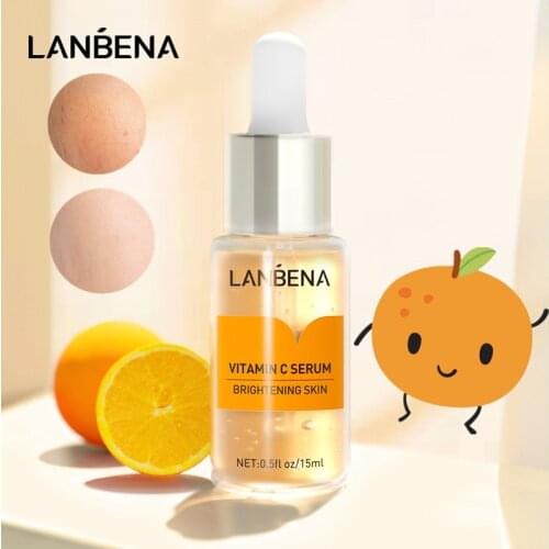 LANBENA Vitamin C Whitening Serum Fade Dark Spots Brighten Skin Snail Remover Freckle Speckle Hyaluronic Acid Face Cream 15ml