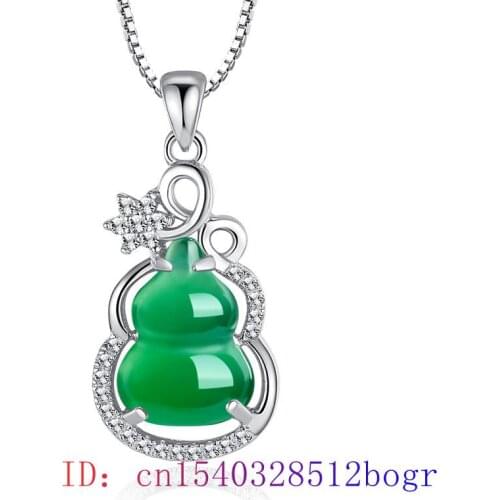 Jade Gourd Pendant Fashion Charm Necklace Gifts Hetian Natural Chalcedony Jewelry 925 Silver Women Chinese Amulet