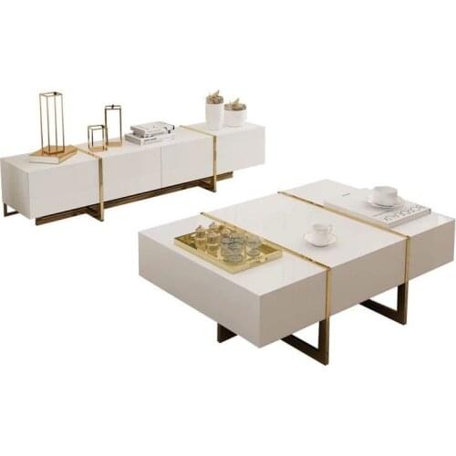 Post-modern light luxury TV cabinet Modern minimalist living room TV cabinet coffee table combination