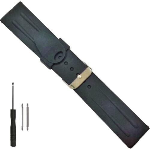 24mm Silicone Rubber Watch Band for Mens Casual Watch Black Soft Classic Replacement Strap for Luxury Brand Watch
