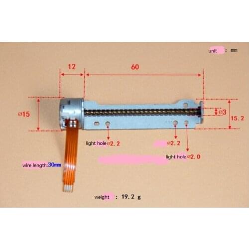 Stepper motor:2 phase 4 wire/With 60mm long rod/15mm lzx