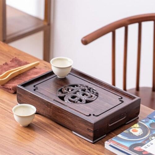 Dry Brewing Table Small Tea Tray Chinese Zen Solid Wood Tea Set Tray Household Rectangular Drainage Water Storage Tray