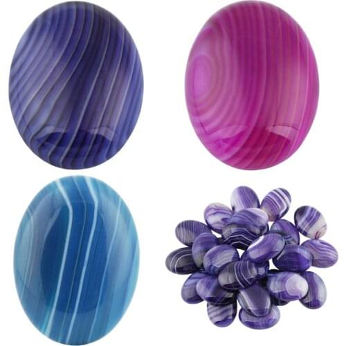 TUMBEELLUWA 1Lot (10Pc) Striped Oval Onyx Cabochon CAB Flatback Face Gem stone ,DIY Jewelry Design Accessories 15x20x6mm