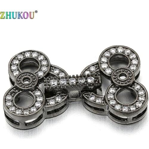 16*26mm Brass Cubic Zirconia Clasps Hooks for Diy Jewelry Findings Making, Mixed Color, Model: VK38
