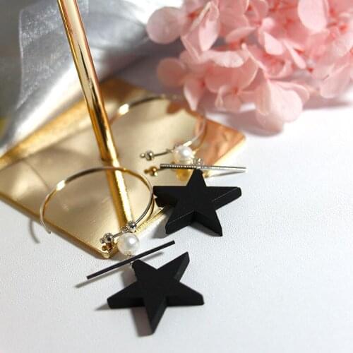 Fashion Simple Star & Shell Pearl Earrings S925 Sterling Silver Earrings for Women
