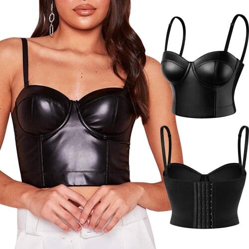Faux Leather Corset Top Leather Basque Bustier Shaper Gothic Boned PU Corset Steampunk Bustier Vintage Corset Outfits for Women