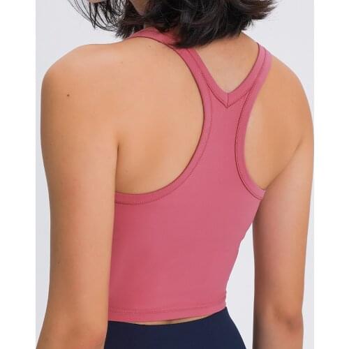 TIME TO SWEAT Padded Plain Sport Yoga Fitness Crop Top Bras Women Racerback Butter Soft Workout Athletic Gym Bras Vest