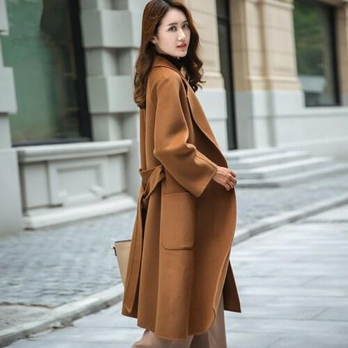 Double Side 100% Wool 2020 Autumn Winter Jacket Women Woolen Coat Female Korean Long Coats Casaco Feminino MY3793