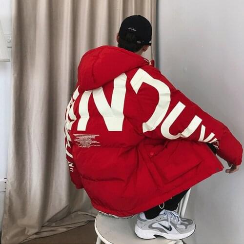 Winter Jacket Men Parkas Coat Windproof Thicken Warm Letter Casual Outwear Men Hip Hop Streetwear Hooded Jacket Casaco Masculino