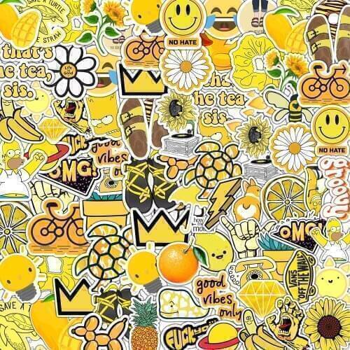 10/30/50PCS yellow series fresh and cute little bee cartoon graffiti suitcase laptop mobile phone trolley case sticker wholesale