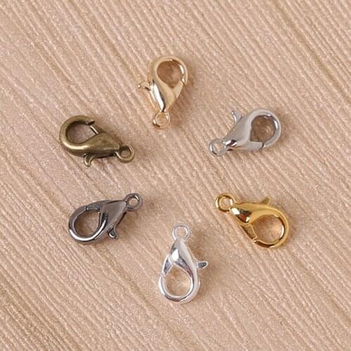 10mm 100pcs/lot Alloy Lobster clasp Hooks for necklace&bracelet Diy Hook Clasps With Open Tools Ring Jewelry Making