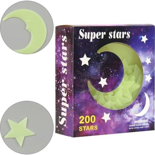 200pcs 17cm Luminous Star Stickers Bedroom Sofa Fluorescent Painting Toy PVC Stickers Glow In The Dark Toys