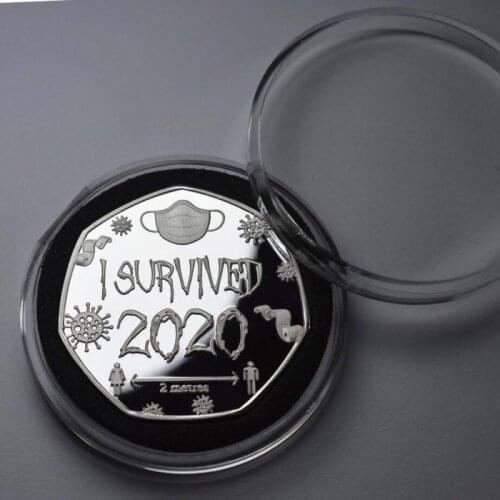 I Survived 2020 Coin Home Souvenir Coins Collection Decoration Accessories Commemorative Coin Old Metal New Year Gift Gold Coin