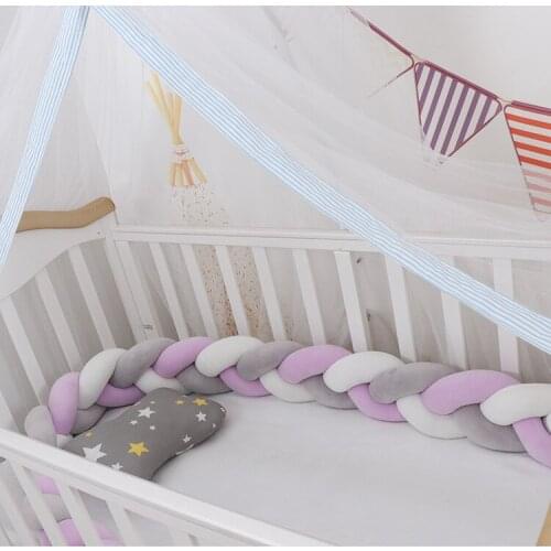 3M Length Bed Braid Knot Pillow Cushion Bumper for Infant Braided Bed Bumper Pure Weaving Plush Knot