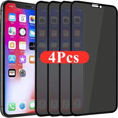 4Pcs 30 Degrees Privacy Screen Protectors for IPhone 12 11 Pro Max 12Mini Anti-spy Protective Glass for IPhone XS XR X 7 Plus