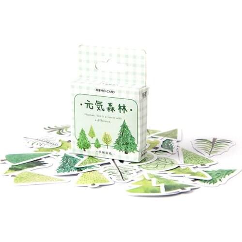 45pcs/pack Kawaii Diary Handmade Adhesive Paper Planner Scrapbooking Stickers Stationery Yuan Qi Forest Boxed Sticker