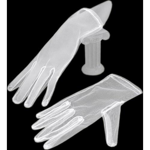 5pc / Lot New white short finger lady girl women party bridal wedding transparent gloves DIY Glovesfree shipping