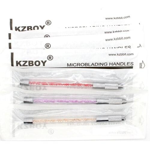 50PCS/Lot Single Sided Microblading Pen Tool with Sterile Packaging for Eyebrow Tattoo Needles