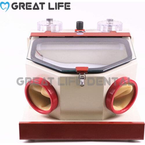 Dental Lab Equipment Twin Double Pen Sandblaster Sandblasting Dry Air Polisher Prophy Sandblasting Machine with Led and Drawer